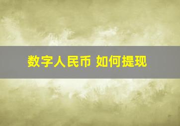 数字人民币 如何提现